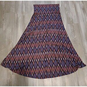 Lularoe Geometric Diamond Print Long Maxi Skirt Size Medium Purple Multi Color